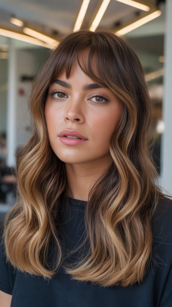 Golden Highlights with Baby Bangs