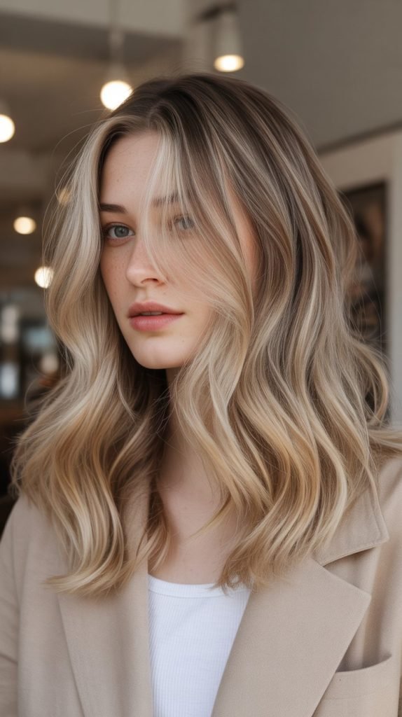 Champagne Blonde with Mushroom Lowlights