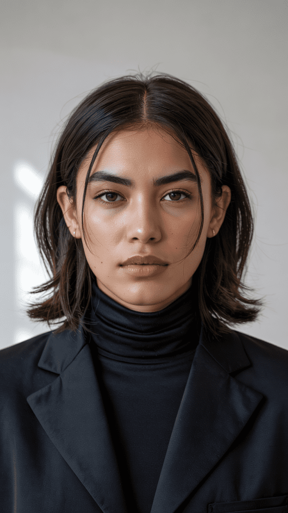 Sleek Middle Part with Tucked Ends