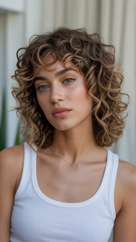20. Long Bob with Curtain Bangs for Curly Hair