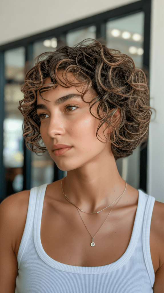 Curly Choppy Bob with Defined Layers