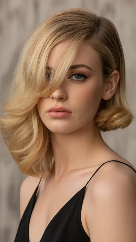 19. Long Bob with Side-Parted Curtain Bangs
