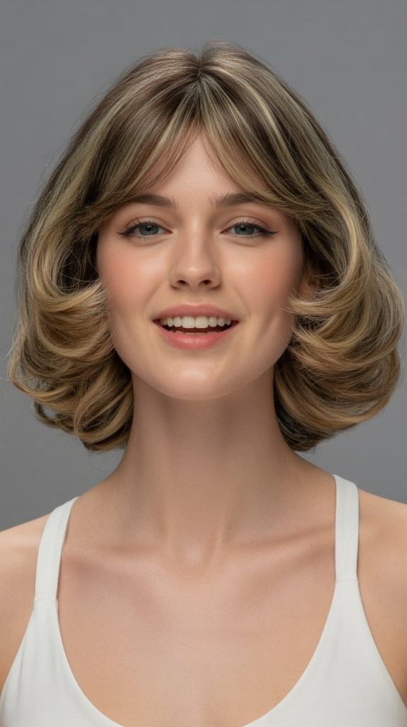 29. Long Bob with Curtain Bangs and Flipped Ends