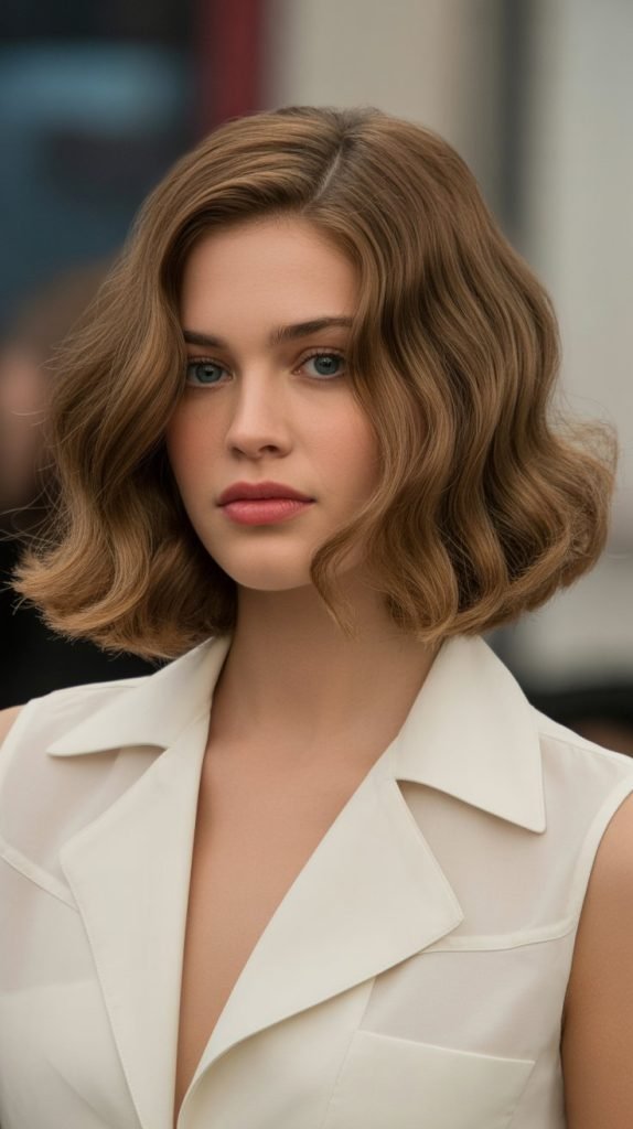 36. Long Bob with Curtain Bangs and Soft Waves