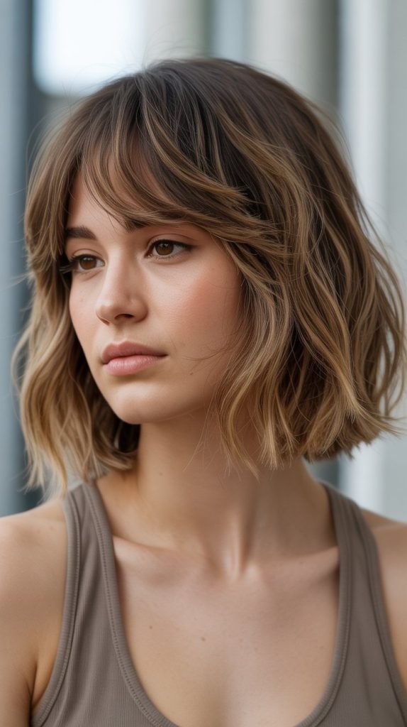 18. Razored Long Bob with Curtain Bangs