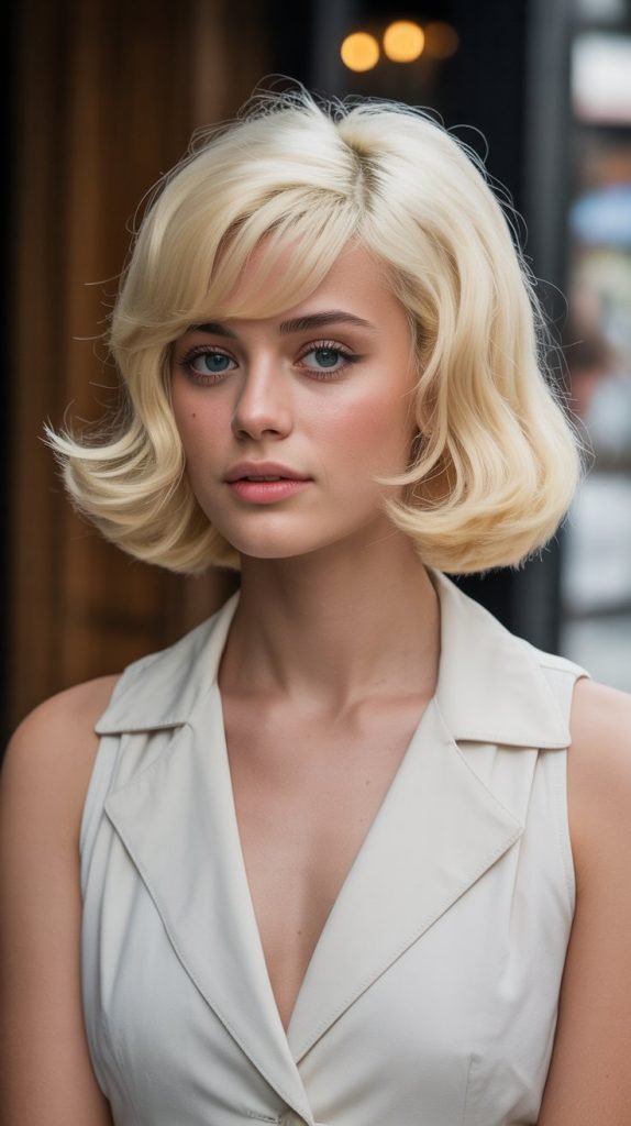 18. Flipped-Out Long Bob with Side-Parted Bangs