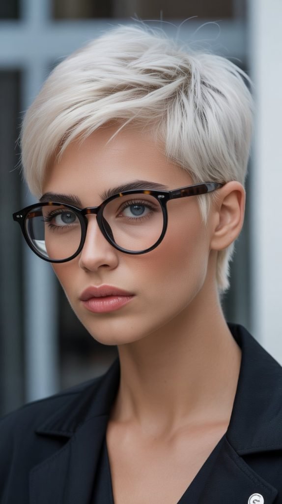 Platinum Blonde Edgy Pixie