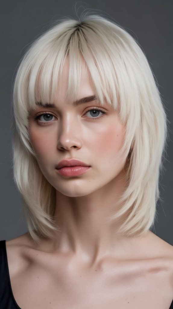 1. Classic Straight Long Bob with Blunt Bangs