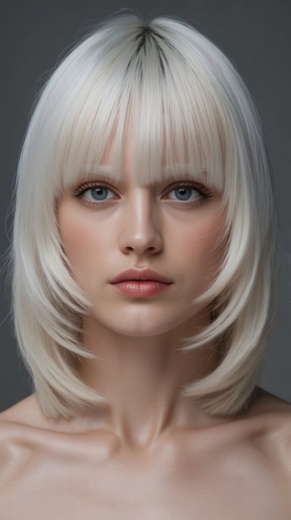 20. Precision-Cut Long Bob with Straight-Across Bangs