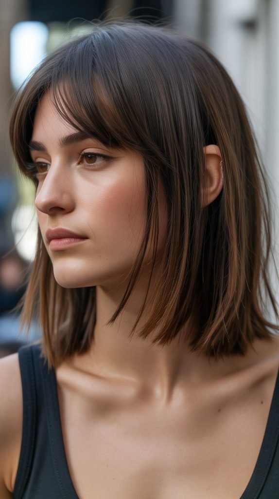 22. Razored Long Bob with Curtain Bangs