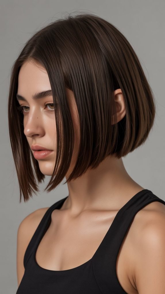 16. A-Line Long Bob with Side Bangs