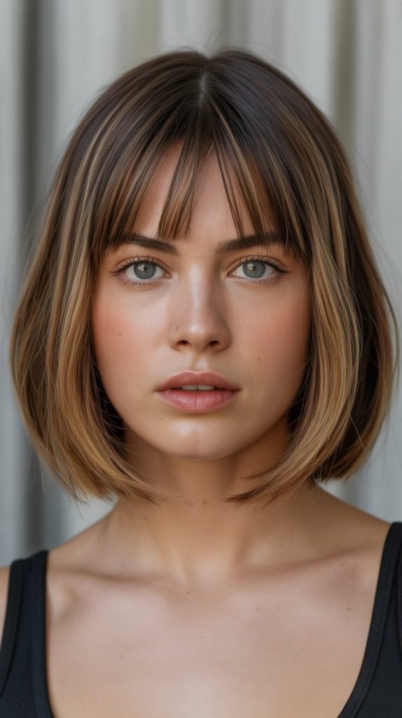 18. Long Bob with Center-Parted Bangs