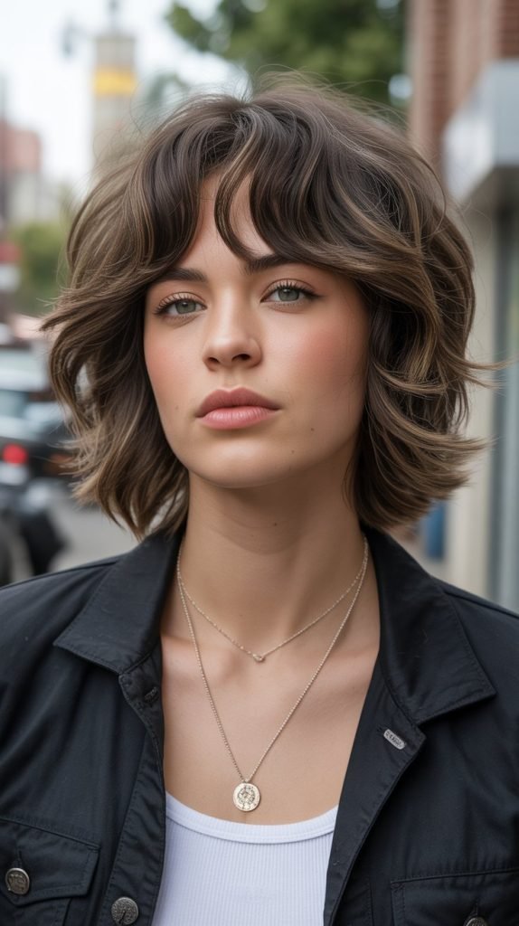 Shaggy Long Bob with Textured Curtain Bangs