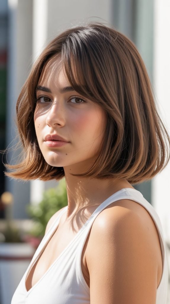 Fine Hair Long Bob with Wispy Curtain Bangs