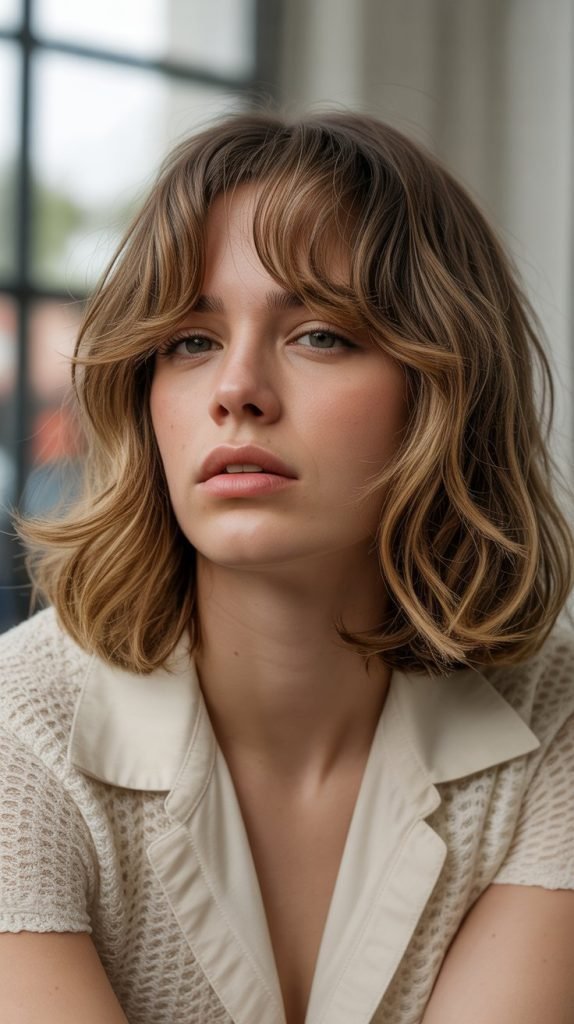 6. Shaggy Long Bob with Textured Curtain Bangs