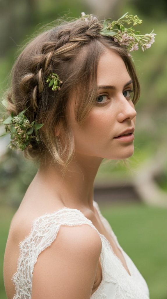 . Loose Side Braid with Flowers