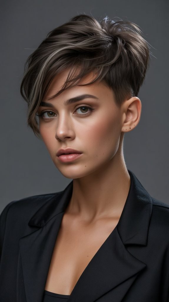 Charcoal Brown Lowlights for Edgy Contrast