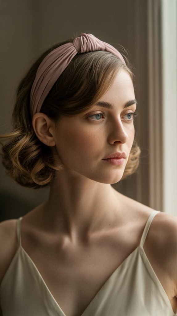 5. Side-Swept Waves with Knotted Headband