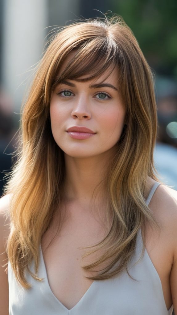 8. Side-Swept Bangs with Long Layers