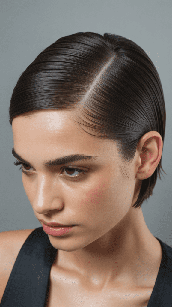 Slicked Side Part with Hard Line