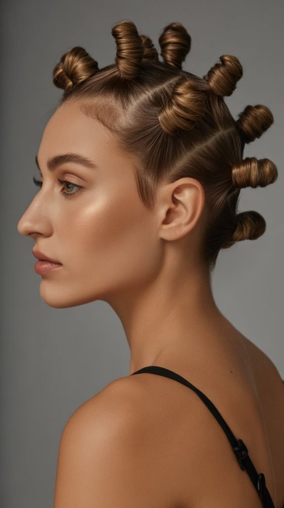 32. Stacked Curly Buns