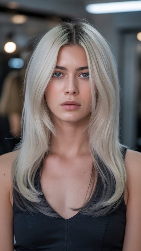 Ice Blonde with Charcoal Lowlights