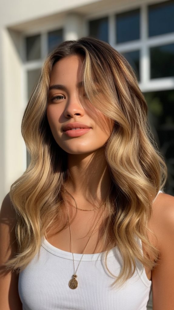 Toasted Almond Blonde with Tawny Lowlights