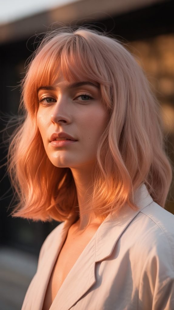 29. Sunset Blonde Bob with Curtain Bangs