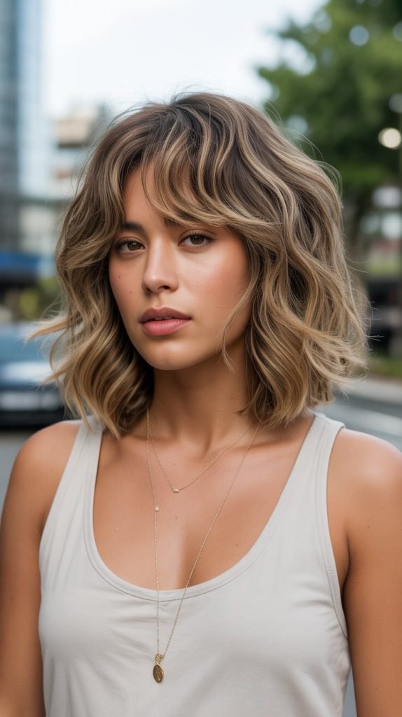 Textured Inverted Bob with Wispy Curtain Bangs