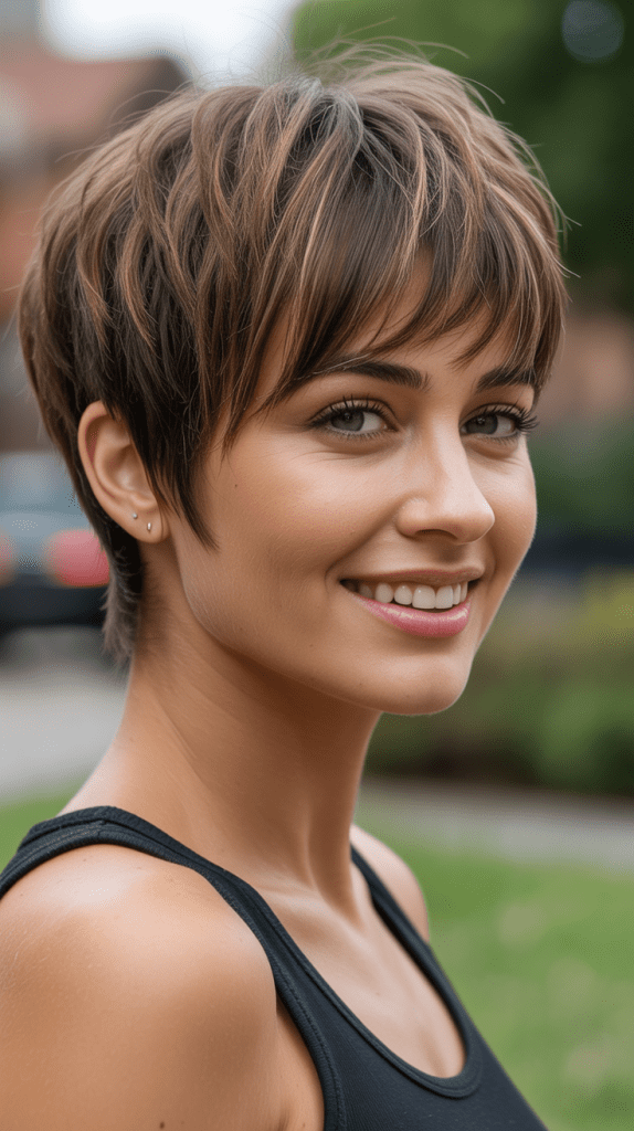 Textured Pixie with Forward-Swept Bangs