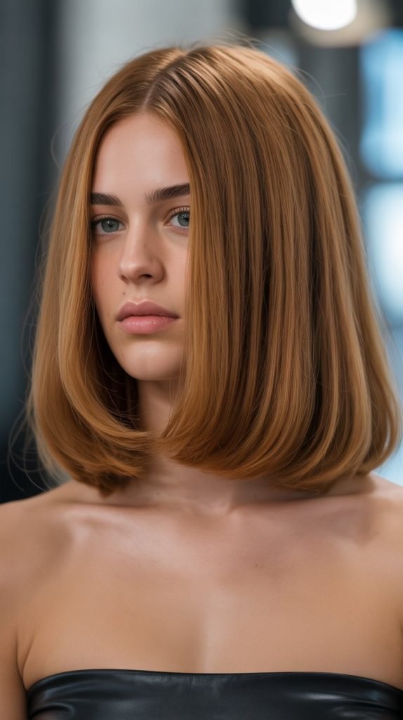 1. Blunt Cut Long Bob with Full Volume