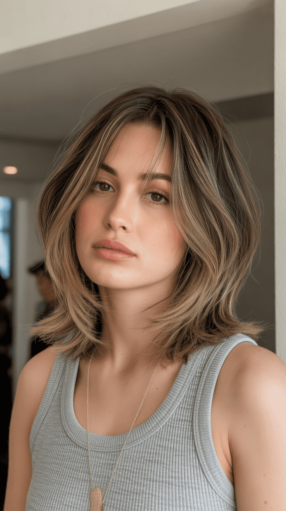 Long Bob with Curtain Bangs for Thick Hair