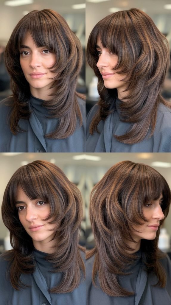 Inverted Bob with Curtain Bangs for Thick Hair