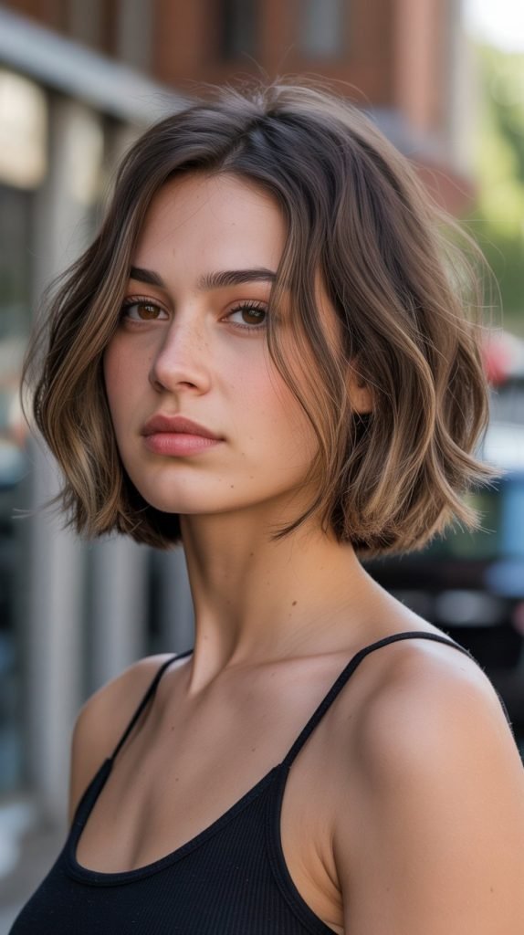 20. Chin-Length Bob with Wispy Ends