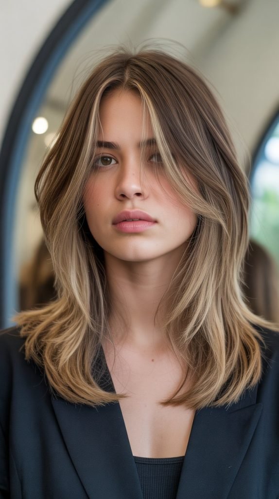1. Long Layered Cuts with Face-Framing Pieces