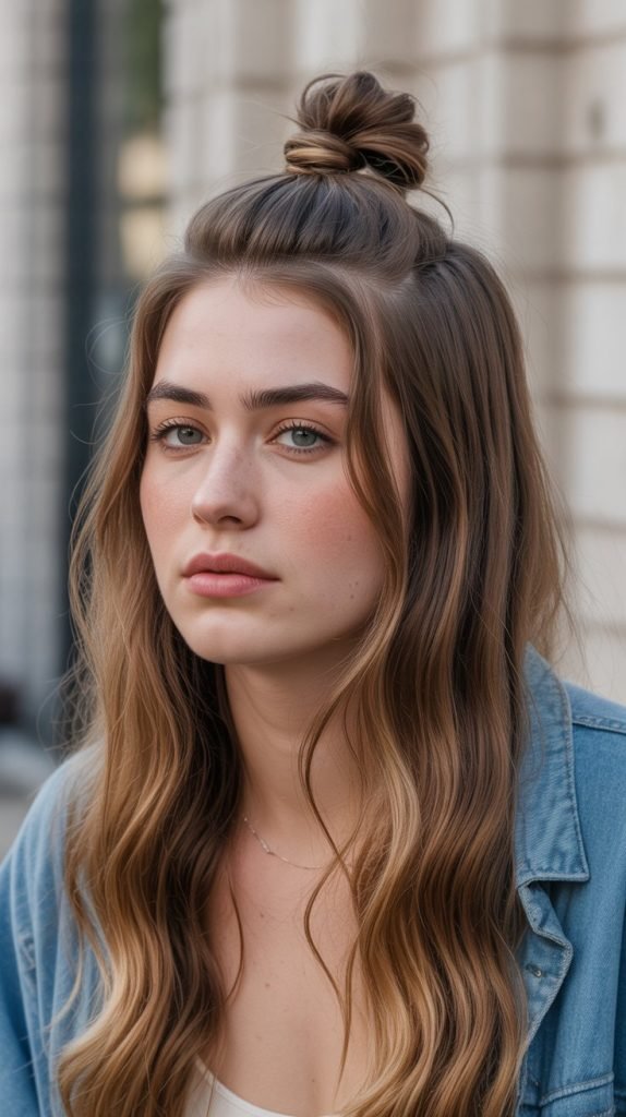 26. Half-Up Top Knot with Volume