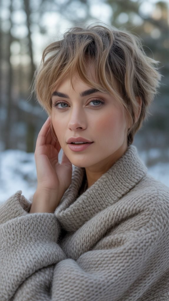 Tousled Pixie with Long Bangs