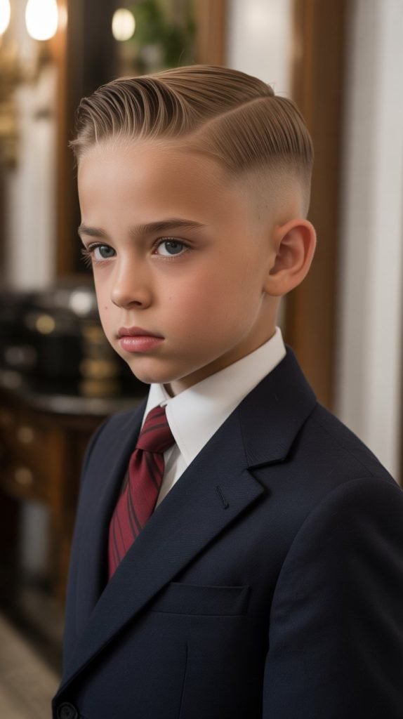 Bald Fade with Slicked Side Part