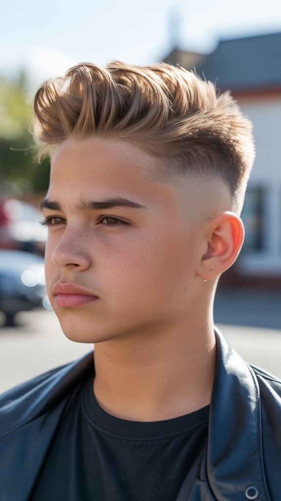 Mid Skin Fade with Brush Up