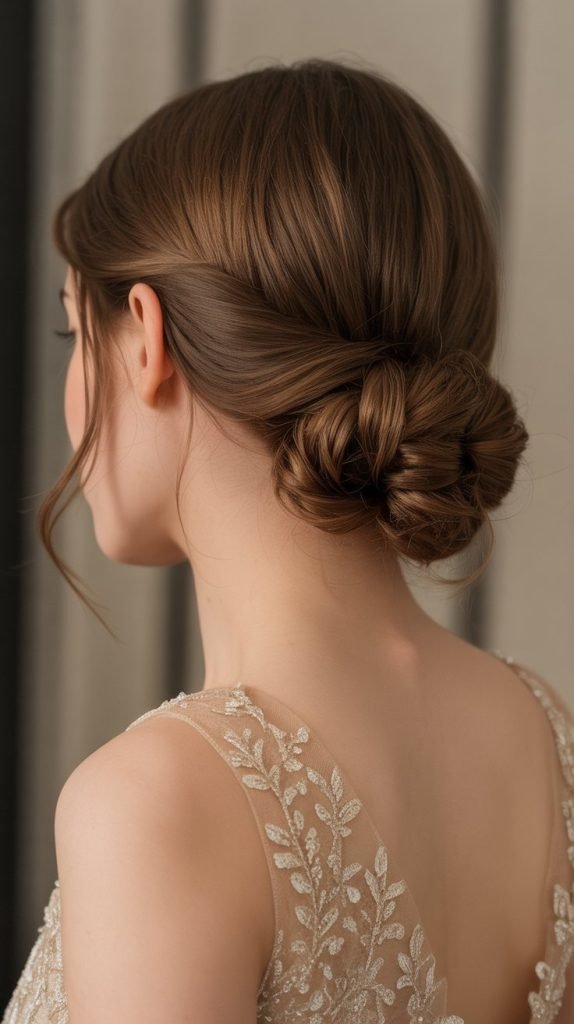 Low Twisted Chignon Half-Up