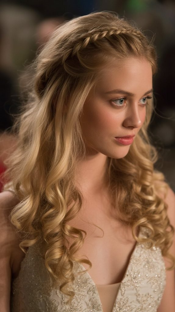 Crown Braid with Cascading Curls