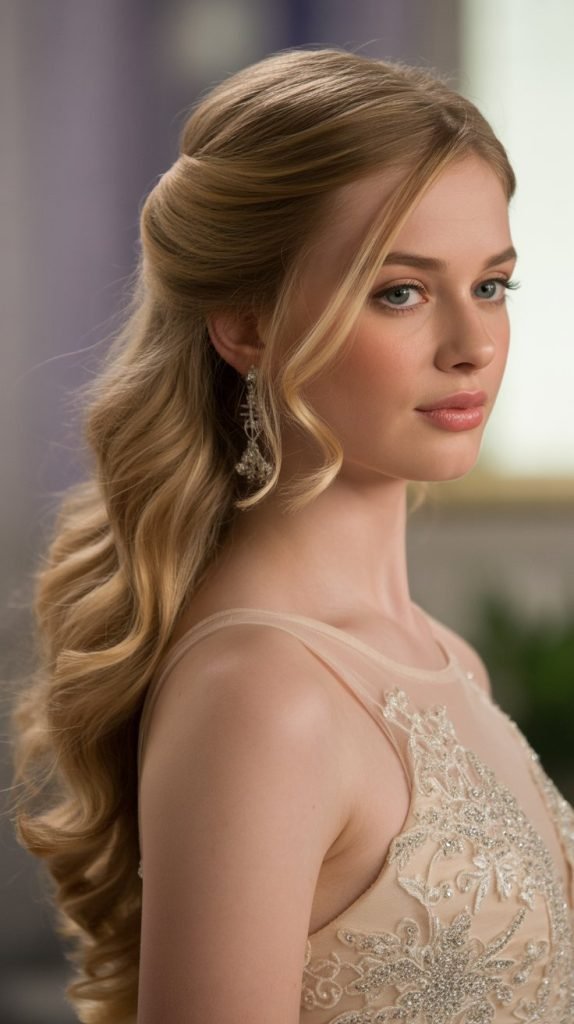  Side-Swept Half-Up with Curls