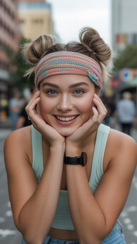 Space Buns with Playful Thick Headband