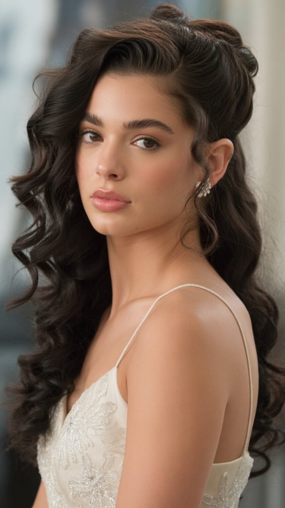 . Voluminous Curled Half-Up