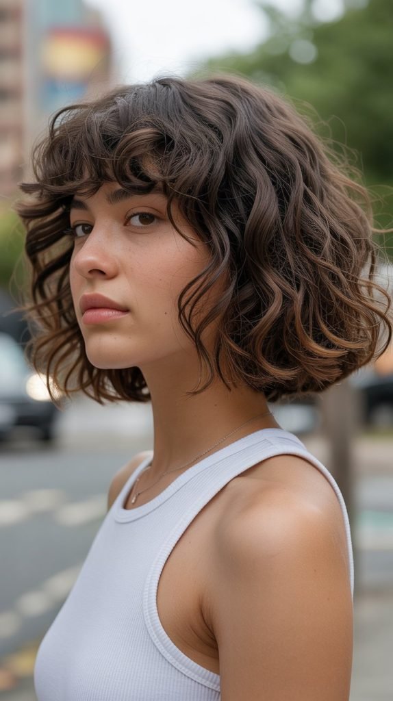 3. Angled Long Bob with Face-Framing Curtain Bangs