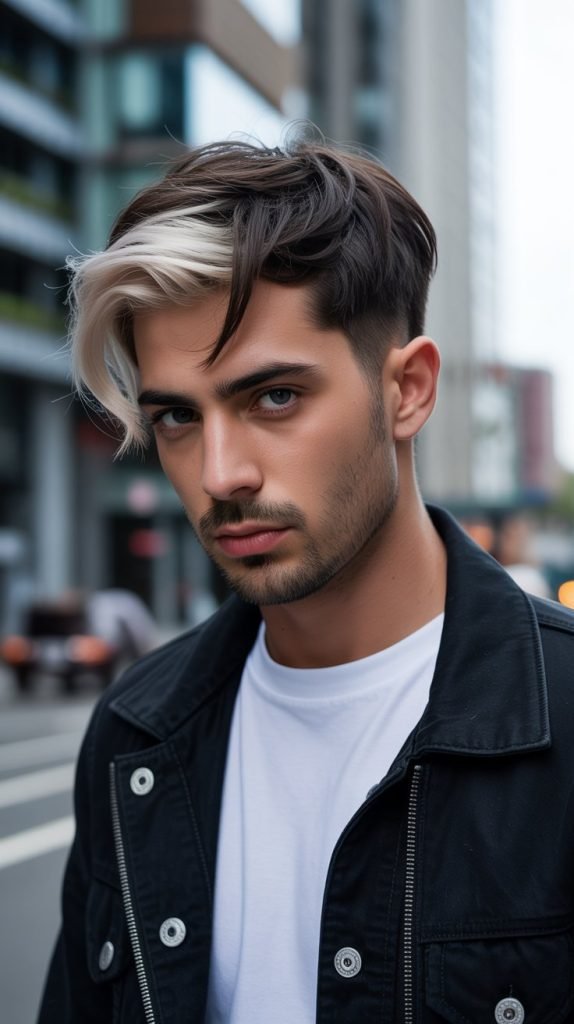 7. Platinum Blonde Highlights on Dark Brown