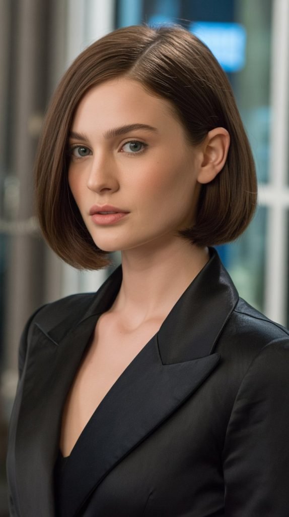 Sleek Bob with Deep Side Part