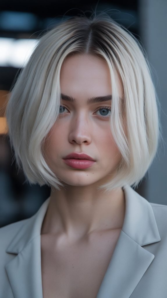 Icy Blonde Balayage Bob
