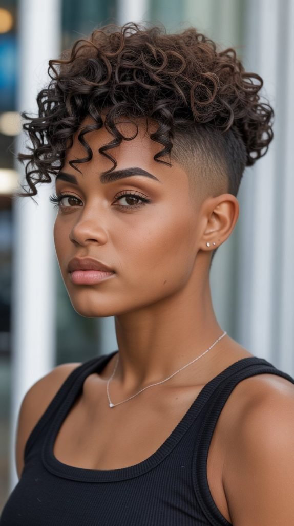 Curly Top with Tapered Sides