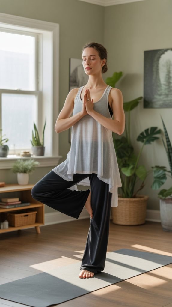 Yoga Pants with Long Tunic Top